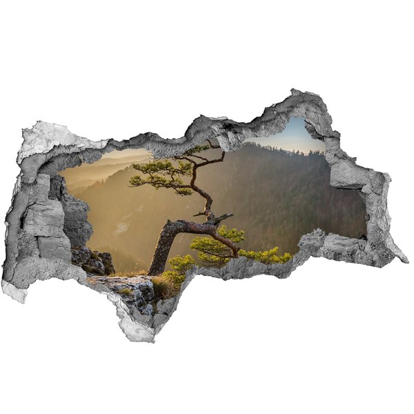 Nálepka fototapeta 3D výhled Horská krajina se stromem