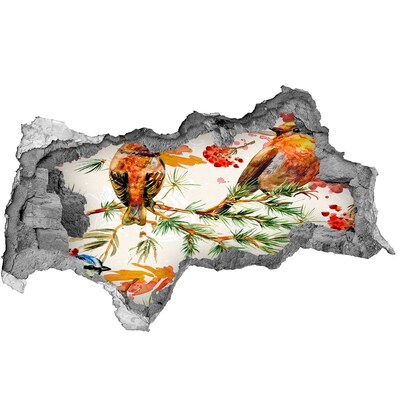 Nálepka 3D díra samolepící Ptáci v lesní krajině