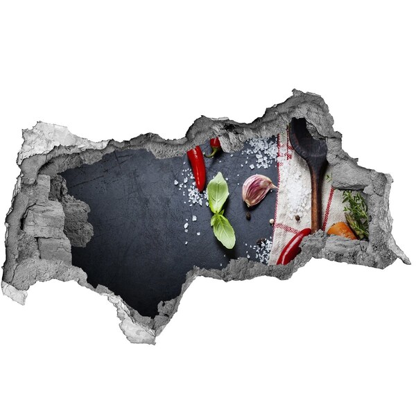 Nálepka 3D díra na zeď Kuchyně plná chutí