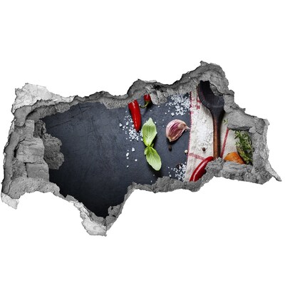 Nálepka 3D díra na zeď Kuchyně plná chutí