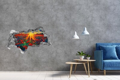 Samolepící díra nálepka Květinová louka na slunci