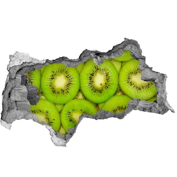 Nálepka 3D díra na zeď Kousky kiwi ve zdi