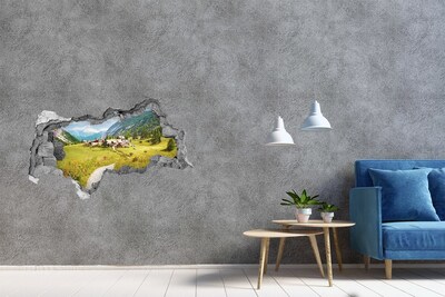 Nálepka fototapeta 3D Alpská vesnice mezi horami