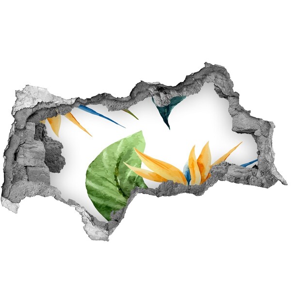 Nálepka 3D díra na zeď Tropický ráj za zdí