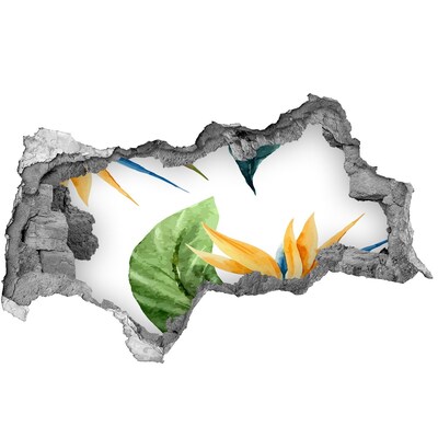 Nálepka 3D díra na zeď Tropický ráj za zdí