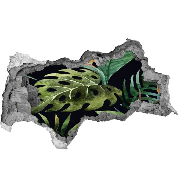 Nálepka 3D díra na zeď Tropická džungle za zdí