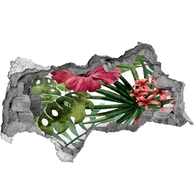 Nálepka 3D díra na zeď Tropická zahrada s dírou ve zdi