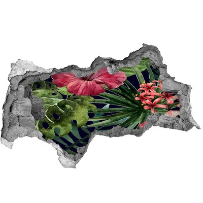 Nálepka 3D díra na zeď Tropický ráj za zdí