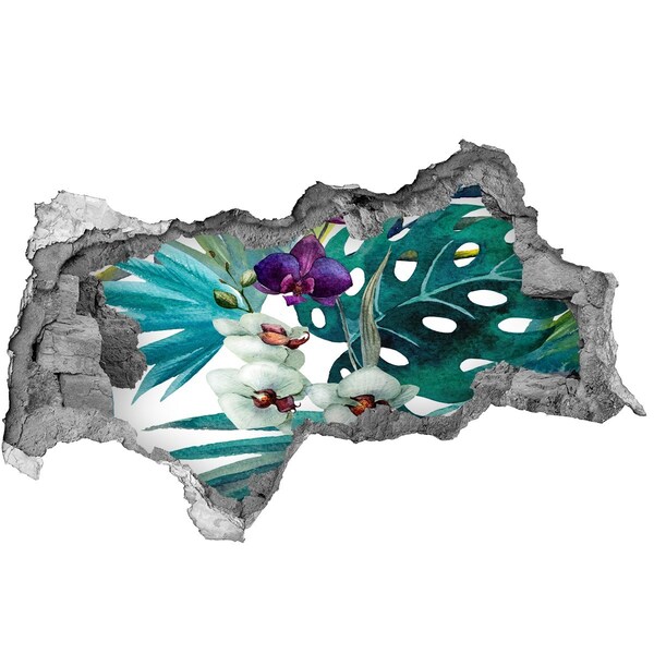 Nálepka 3D díra na zeď Tropická zahrada s dírou ve zdi