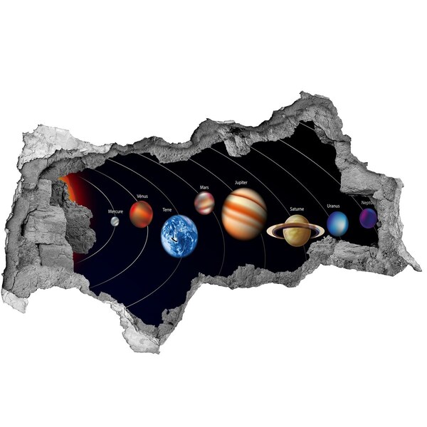 Foto fotografie díra na zeď Sluneční soustava v díře ve zdi