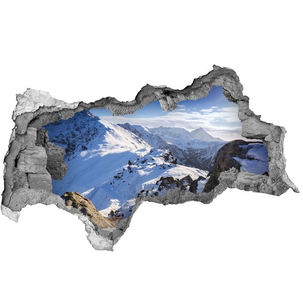 Nálepka fototapeta 3D Horská krajina v zimní krajině