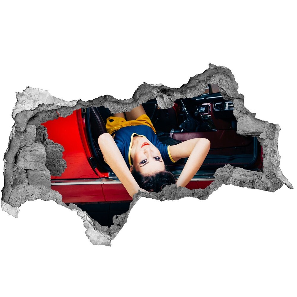 Fotoobraz díra na stěnu Žena v autě