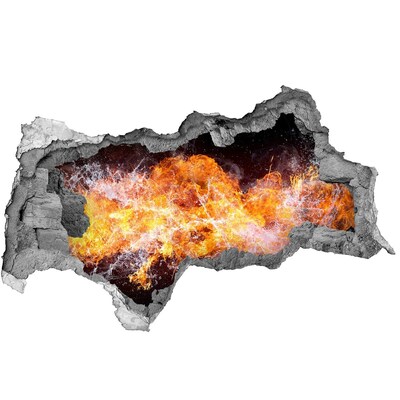 Díra 3D fototapeta nálepka Oheň v díře ve zdi