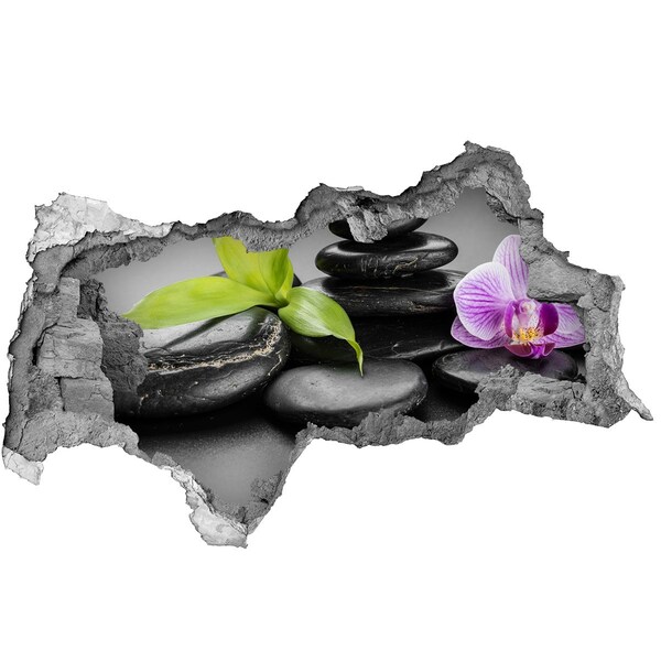 Samolepící díra nálepka Relaxační výhled s kameny a rostlinami