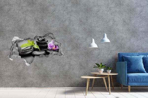 Samolepící díra nálepka Relaxační výhled s kameny a rostlinami