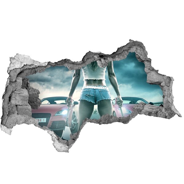 Foto fotografie díra na zeď Závodní emoce