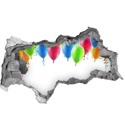 Fototapeta díra na zeď Balónky v díře ve zdi