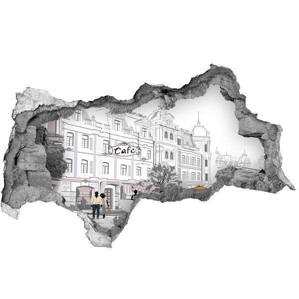 Díra 3D fototapeta na stěnu Kavárna v evropském stylu