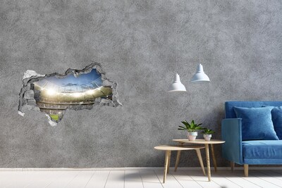 Samolepící díra na stěnu nálepka Stadion v akci