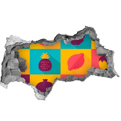 Samolepící nálepka beton Ovocná malba v díře ve zdi