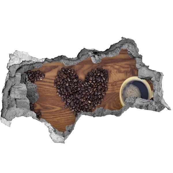 Fototapeta díra na zeď Káva a srdce z fazolí