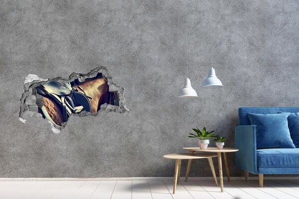 Díra 3D fototapeta Kůň zastřelený zpoza zdi