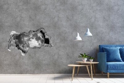 Foto fotografie díra na zeď Měsíc v díře ve zdi