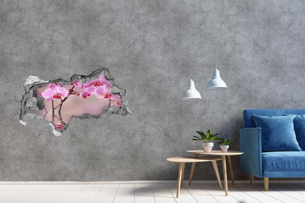 Samolepící díra na stěnu Růžová orchidej