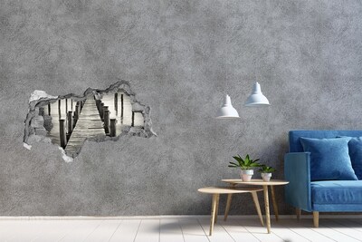 Nálepka fototapeta 3D výhled Dřevěný most přes vodu