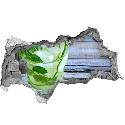 Samolepící nálepka beton Osvěžující koktejl na pozadí dřevěné terasy