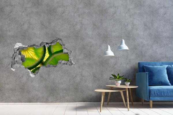 Samolepící nálepka beton Šťavnaté limetky v díře ve zdi