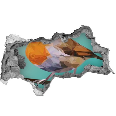Díra 3D fototapeta nálepka Pták Červenka obecná