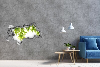 Samolepící díra nálepka Zelený bambus skrz díru ve zdi