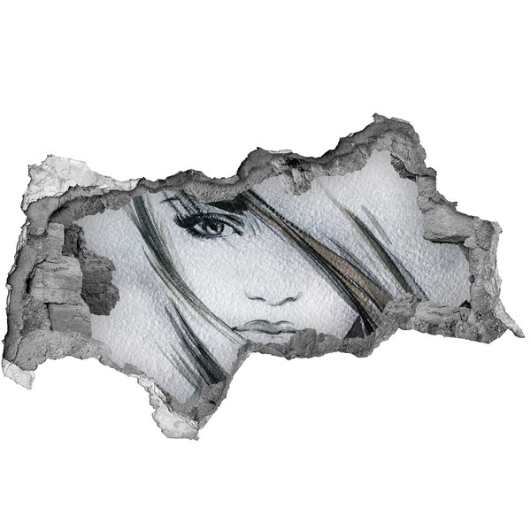 Díra 3D fototapeta nálepka Portrét v zničené zdi