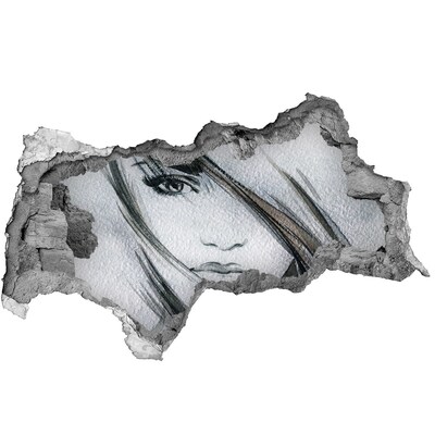 Díra 3D fototapeta nálepka Portrét v zničené zdi