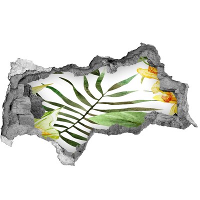 3D díra nálepka Zelená palma skrz díru ve zdi