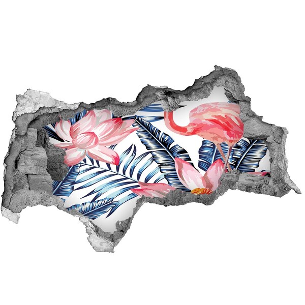 Díra 3D fototapeta nálepka Tropický ráj s plameňáky