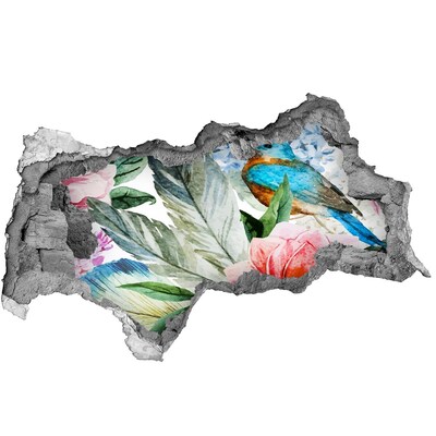 Díra 3D fototapeta nástěnná Květiny a ptáci