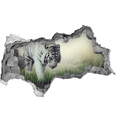 Díra 3D fototapeta nálepka Bílý tygr