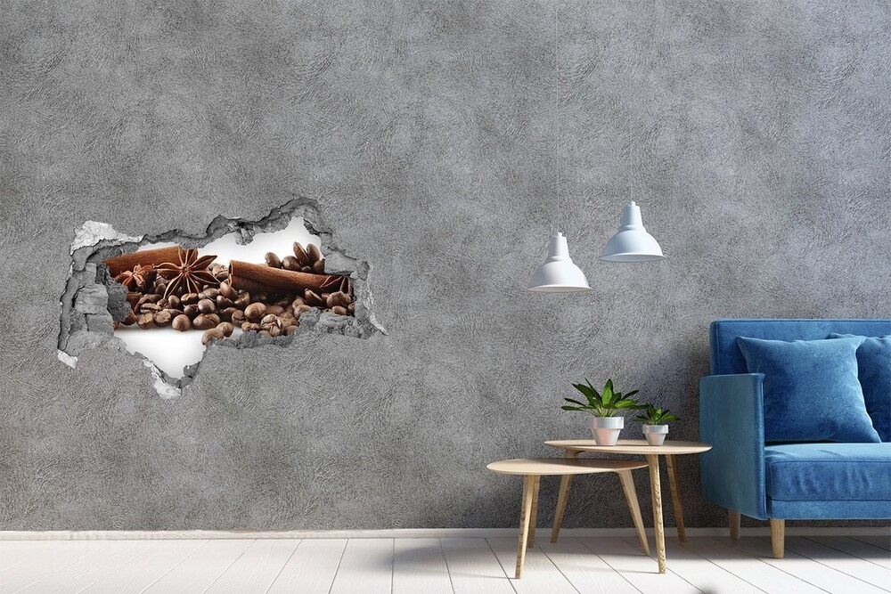 Nálepka díra na zeď Zrnka kávy skořice