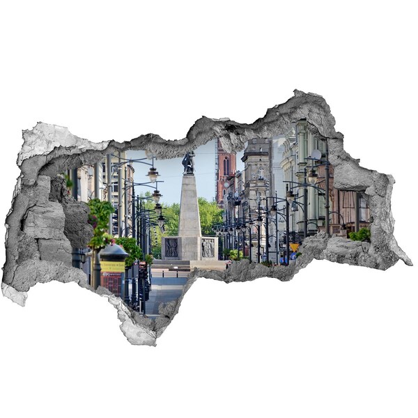 Fototapeta díra na zeď 3D Ulice s památníkem