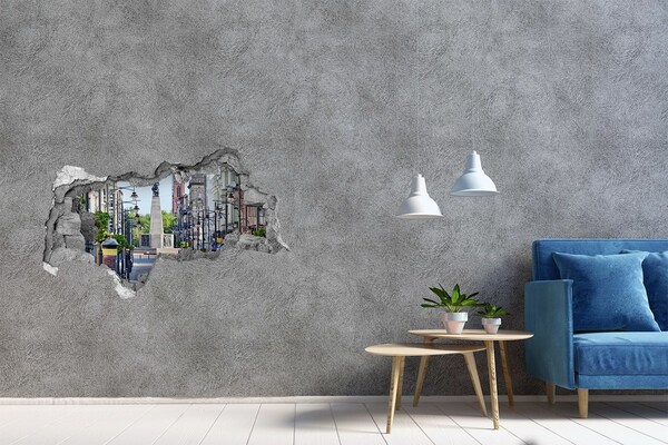 Fototapeta díra na zeď 3D Ulice s památníkem