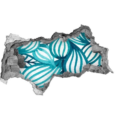 3D díra na zeď Tropické listí v díře ve zdi