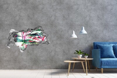 3D díra nálepka Květinová zahrada za zdí