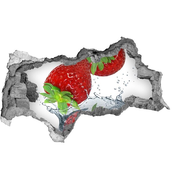 Nálepka díra na zeď Šťavnaté jahody ve vodní explozi