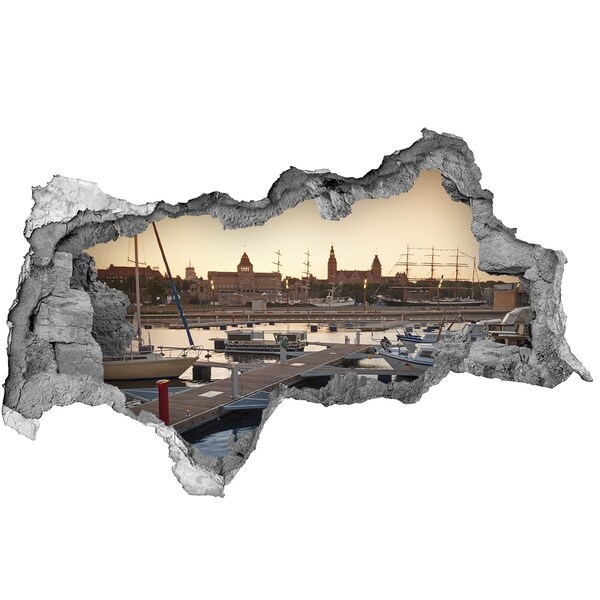 Fototapeta díra na zeď 3D Přístav v zapadajícím slunci