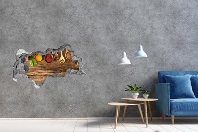 Samolepící nálepka Kuchyňské koření na dřevěné desce