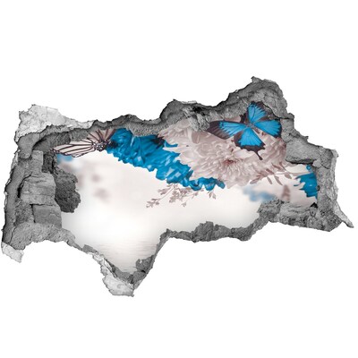 Samolepící díra na stěnu Květinová krajina s motýly