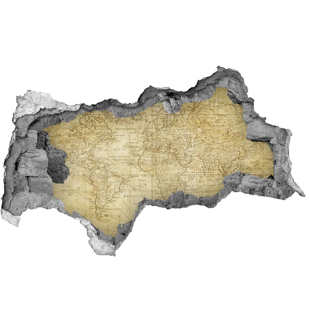 Samolepící díra na stěnu Stará mapa světa