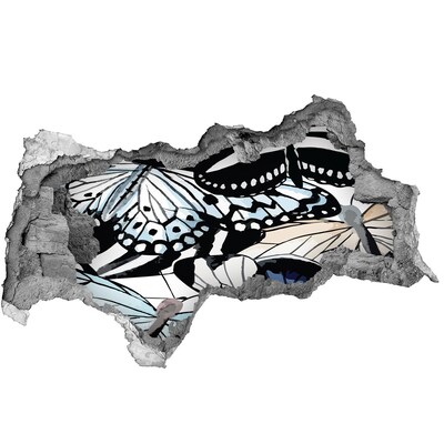 Díra 3D foto tapeta nálepka Motýli v barevné kompozici